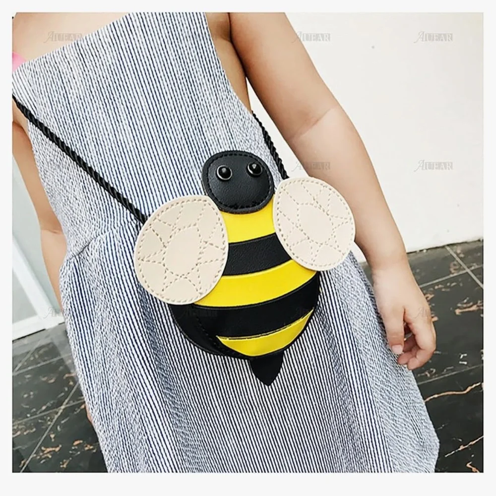 Cute Bee Cross Body Bag Wallet Pouch for Women Female Yellow